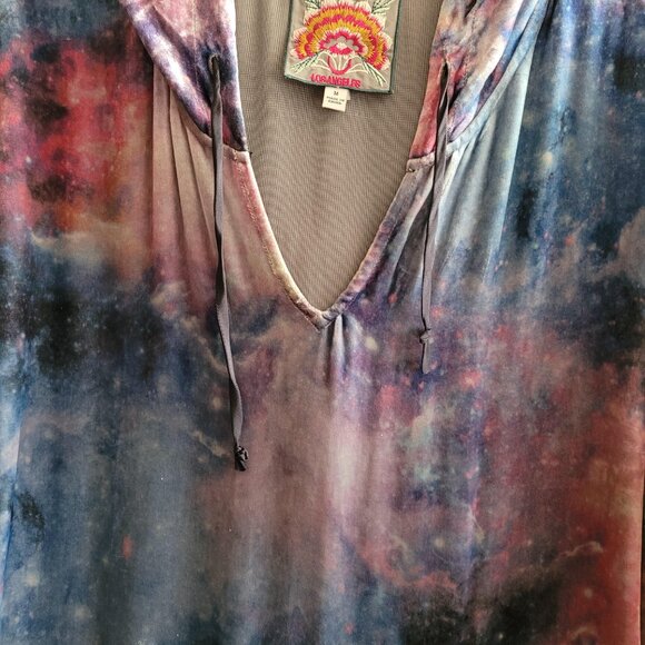 Johnny Was Womens Nova Velour Hoodie Size M Relaxed Pockets Silk Blend Tie Dye - Picture 5 of 10